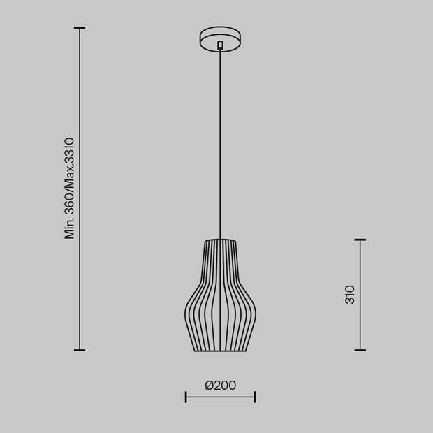 Maytoni - Hanglamp Roots - Zwart - Ø20