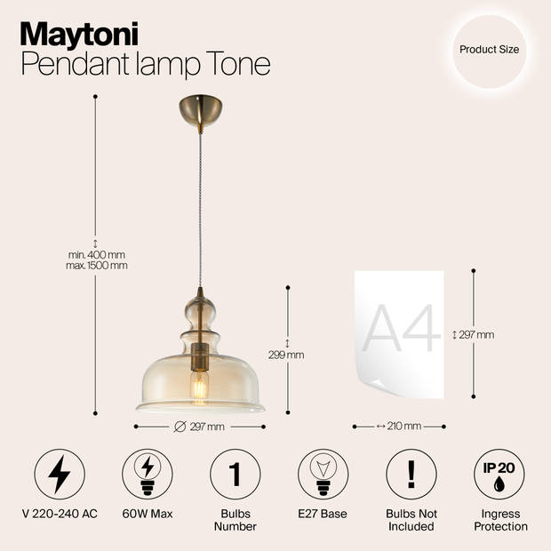 Maytoni - Hanglamp Tone - Brons - Ø29,7