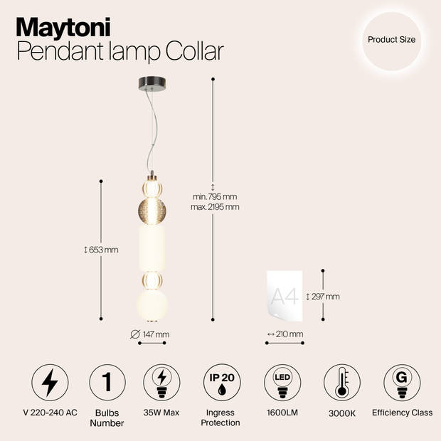 Maytoni - Hanglamp Collar - Chroom - Ø14,7