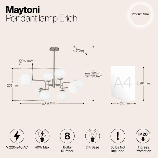 Maytoni - Hanglamp Erich - Nikkel