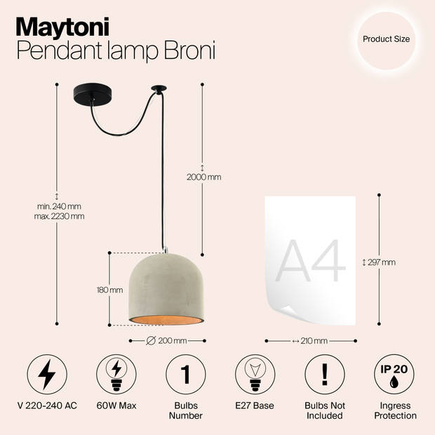 Maytoni - Hanglamp Broni - Zwart - Ø20