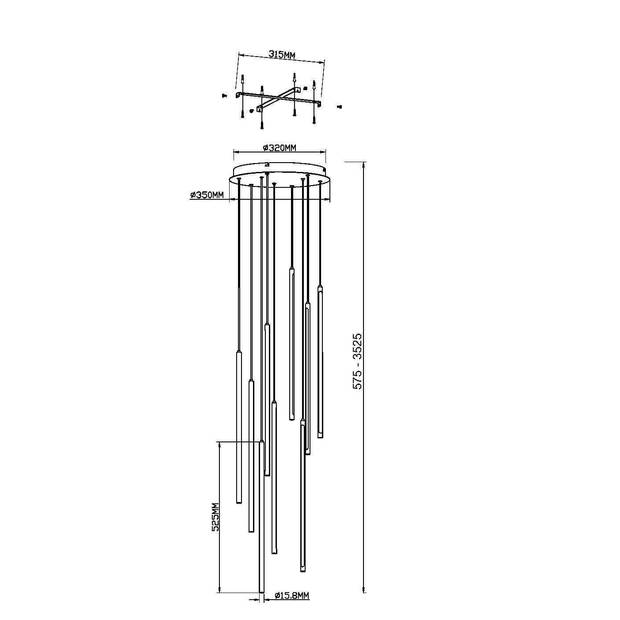 Maytoni - Hanglamp Light stick - Messing - Ø35