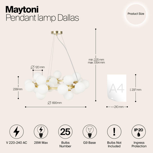 Maytoni - Hanglamp Dallas - Goud - Ø69