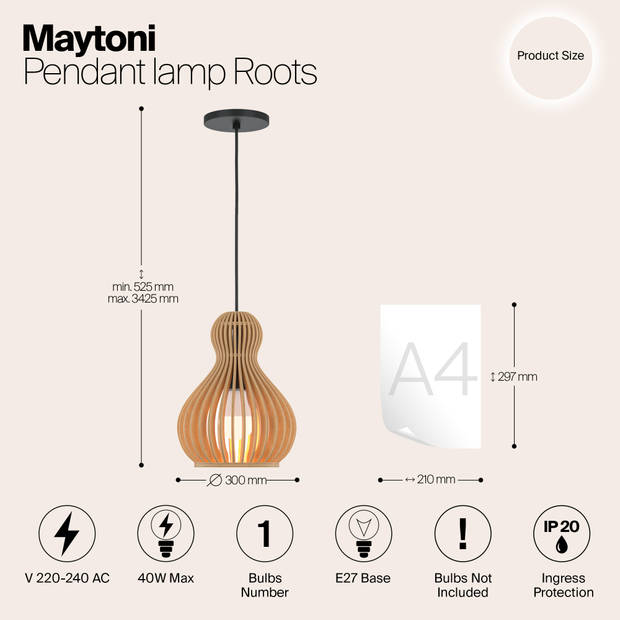 Maytoni - Hanglamp Roots - Zwart - Ø30