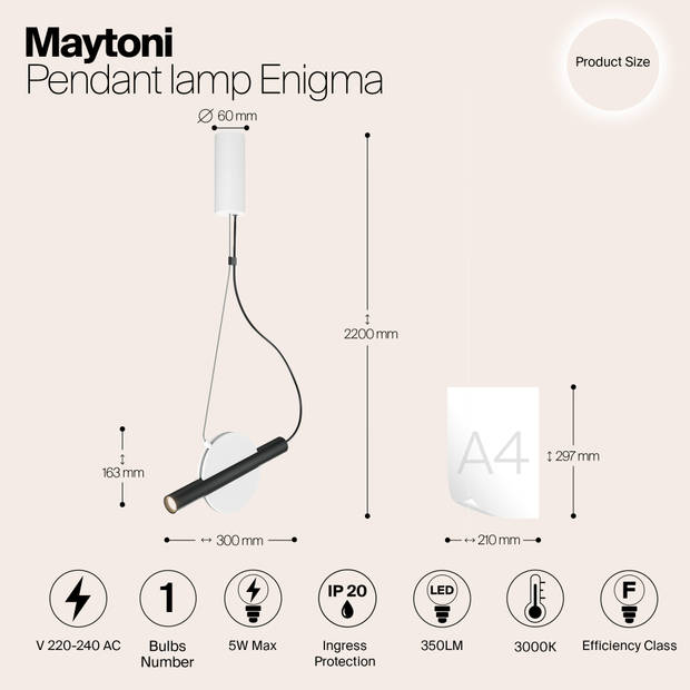 Maytoni - Hanglamp Enigma - Wit - Ø30