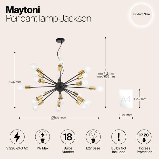 Maytoni - Hanglamp Jackson - Zwart - Ø98