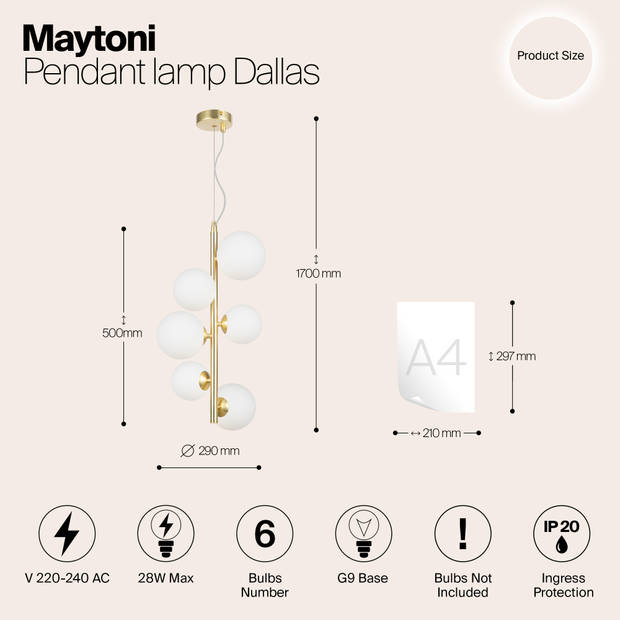 Maytoni - Hanglamp Dallas - Goud - Ø29