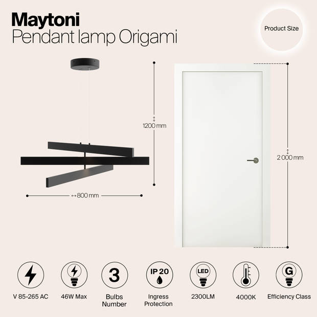 Maytoni - Hanglamp Origami - Zwart