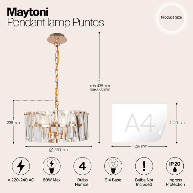 Maytoni - Hanglamp Puntes - Goud - Ø38