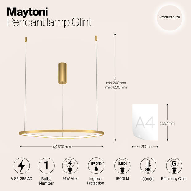 Maytoni - Hanglamp Glint - Messing - Ø60