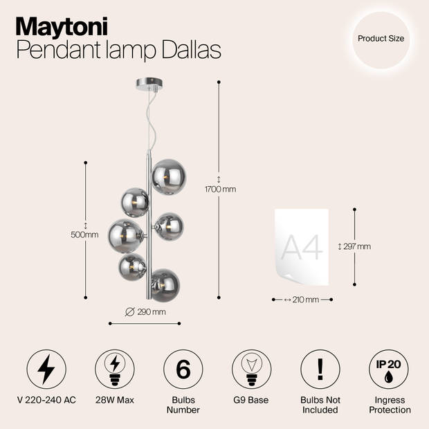 Maytoni - Hanglamp Dallas - Chroom - Ø29