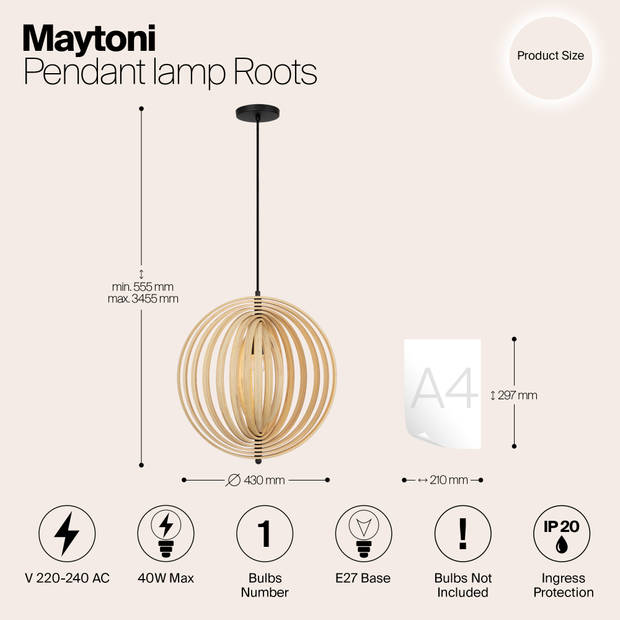 Maytoni - Hanglamp Roots - Zwart - Ø43