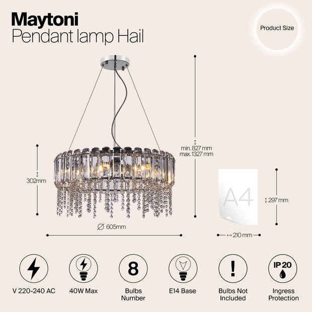 Maytoni - Hanglamp Hail - Chroom - Ø60,5