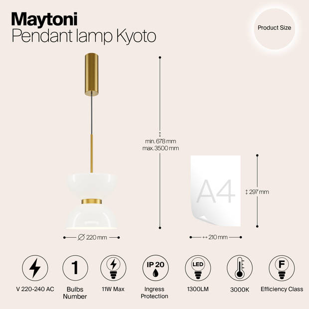 Maytoni - Hanglamp Kyoto - Goud - Ø22