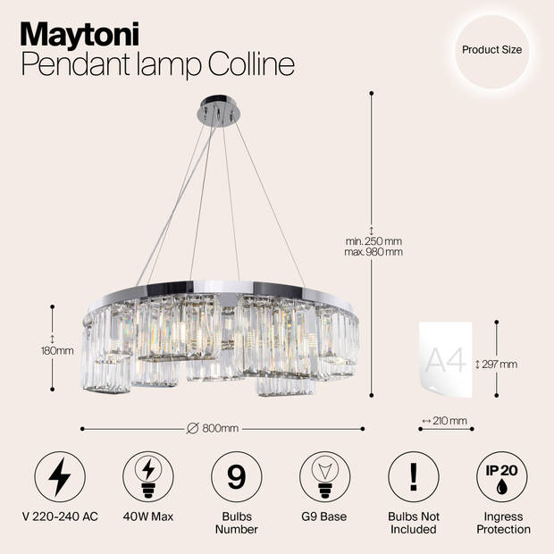 Maytoni - Hanglamp Colline - Chroom - Ø80