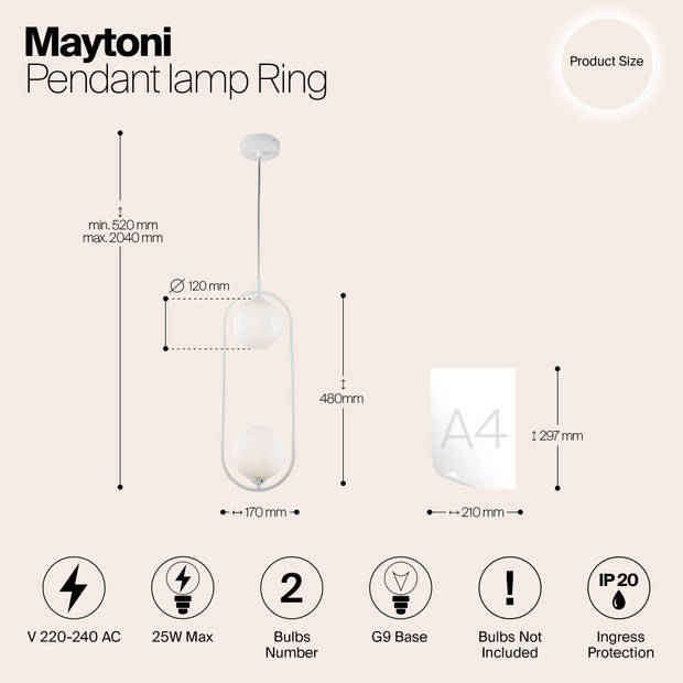 Maytoni - Hanglamp Ring - Wit