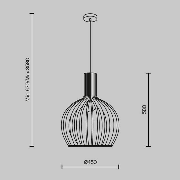 Maytoni - Hanglamp Roots - Zwart - Ø45