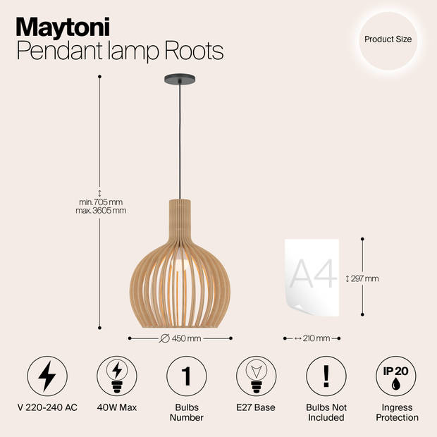 Maytoni - Hanglamp Roots - Zwart - Ø45