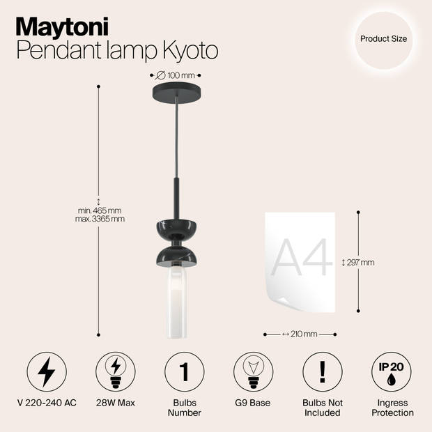 Maytoni - Hanglamp Kyoto - Zwart - Ø10