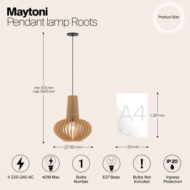 Maytoni - Hanglamp Roots - Zwart - Ø35