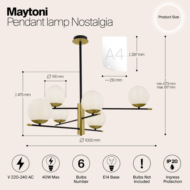 Maytoni - Hanglamp Nostalgia - Goud - Ø100