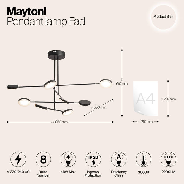 Maytoni - Hanglamp Fad - Zwart