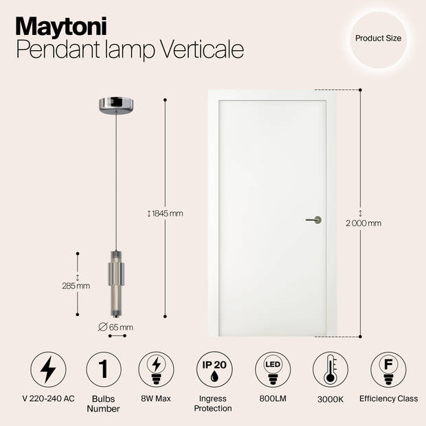 Maytoni - Hanglamp Verticale - Chroom - Ø12