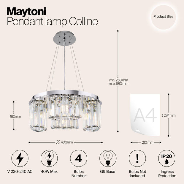 Maytoni - Hanglamp Colline - Chroom - Ø40