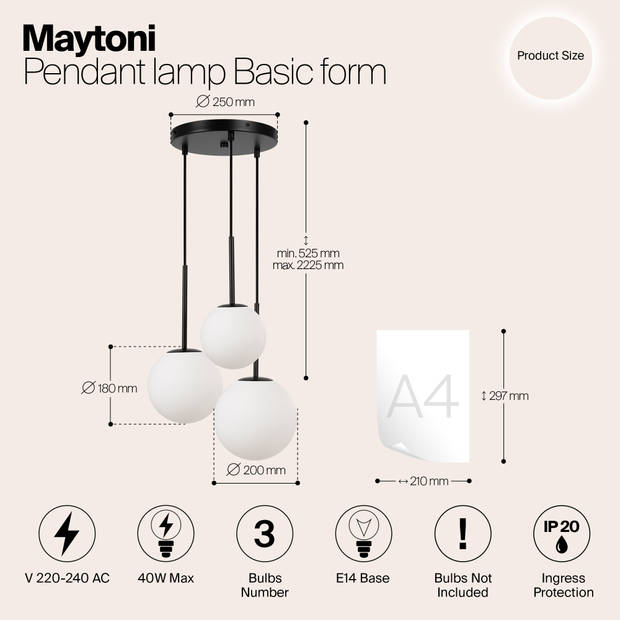 Maytoni - Hanglamp Basic form - Zwart - Ø40