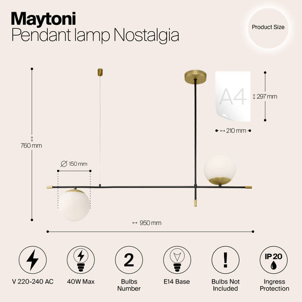 Maytoni - Hanglamp Nostalgia - Goud