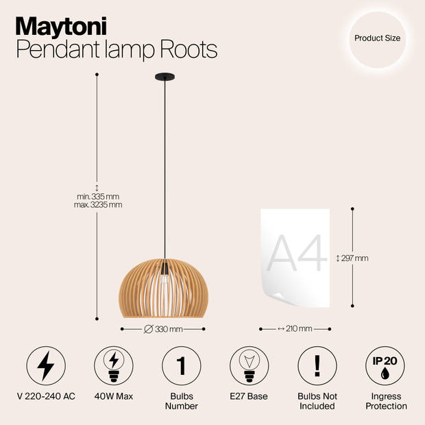 Maytoni - Hanglamp Roots - Zwart - Ø33