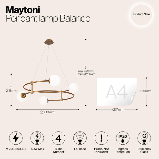 Maytoni - Hanglamp Balance - Goud - Ø61