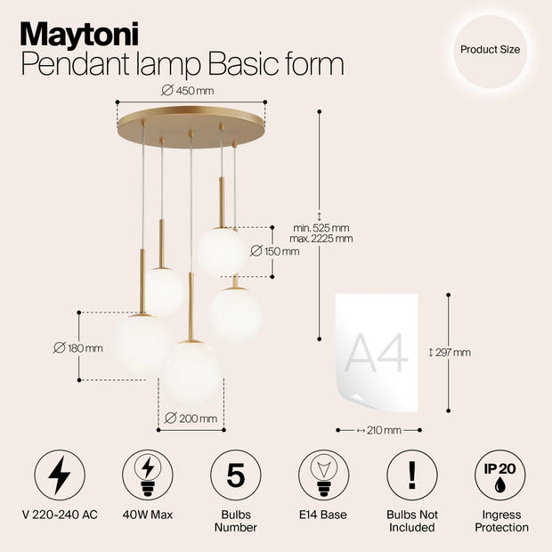 Maytoni - Hanglamp Basic form - Goud - Ø58