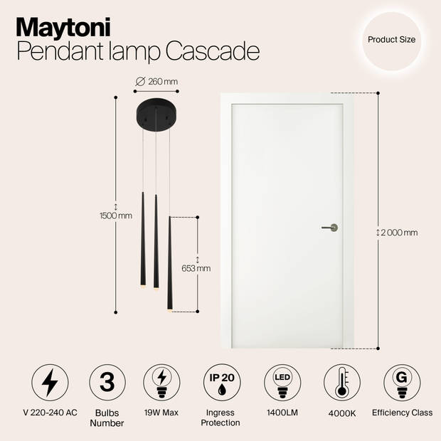 Maytoni - Hanglamp Cascade - Zwart