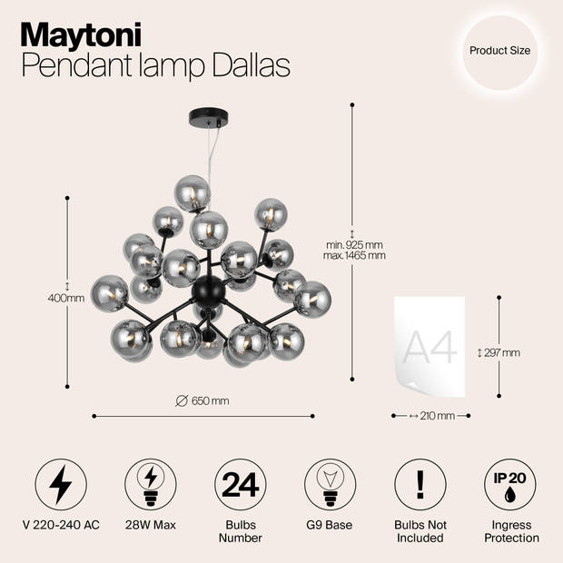 Maytoni - Hanglamp Dallas - Zwart - Ø65