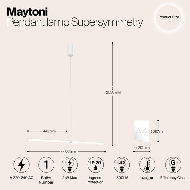 Maytoni - Hanglamp Supersymmetry - Wit - Ø4