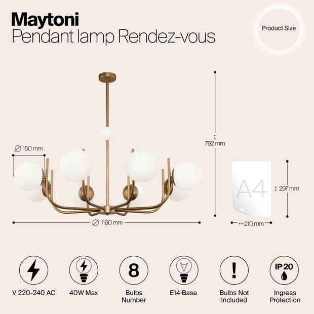 Maytoni - Hanglamp Rendez-vous - Messing - Ø103