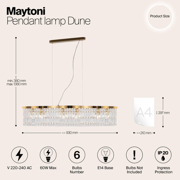 Maytoni - Hanglamp Dune - Goud