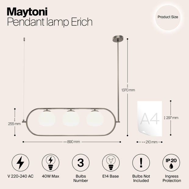 Maytoni - Hanglamp Erich - Nikkel - Ø15