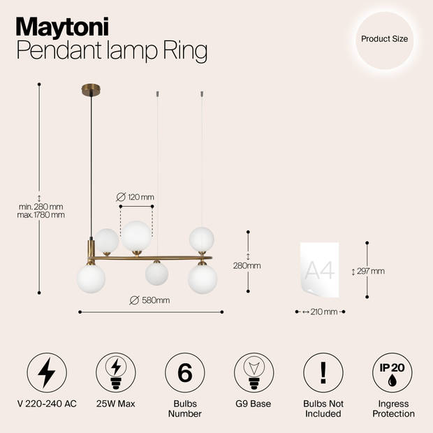 Maytoni - Hanglamp Ring - Messing - Ø58