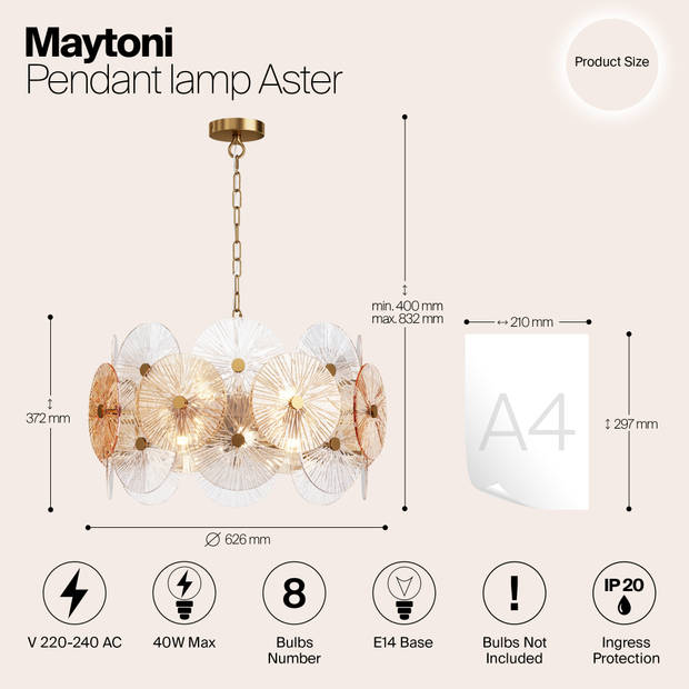 Maytoni - Hanglamp Aster - Goud - Ø62,6