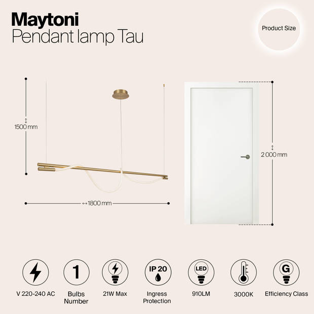 Maytoni - Hanglamp Tau - Goud