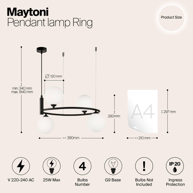 Maytoni - Hanglamp Ring - Zwart