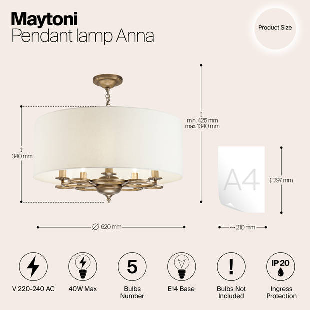 Maytoni - Hanglamp Anna - Goud - Ø62