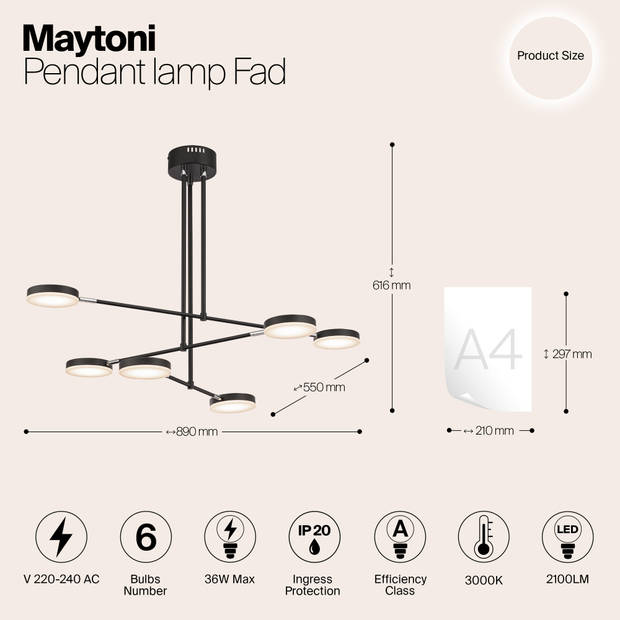 Maytoni - Hanglamp Fad - Zwart