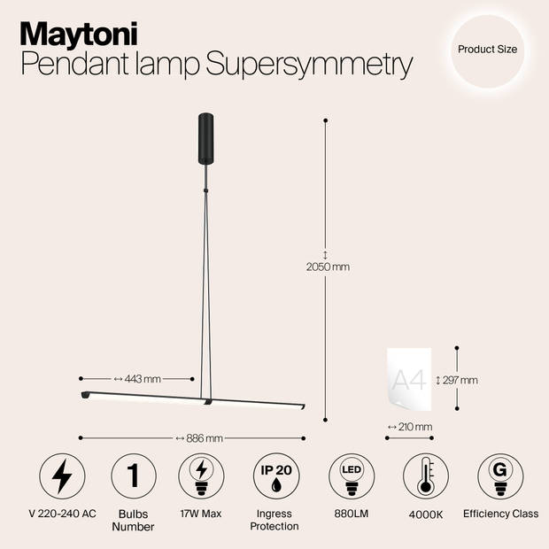 Maytoni - Hanglamp Supersymmetry - Zwart - Ø4