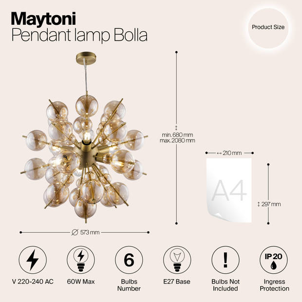 Maytoni - Hanglamp Bolla - Messing - Ø57,3