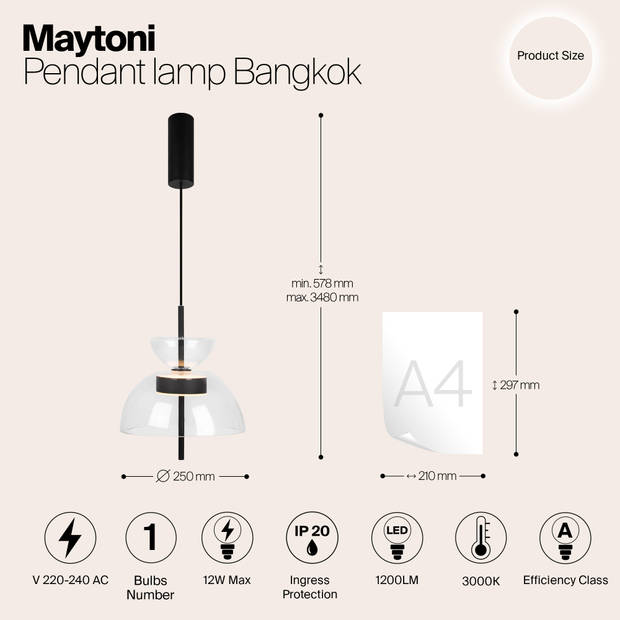 Maytoni - Hanglamp Bangkok - Zwart - Ø25