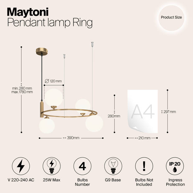 Maytoni - Hanglamp Ring - Messing - Ø40