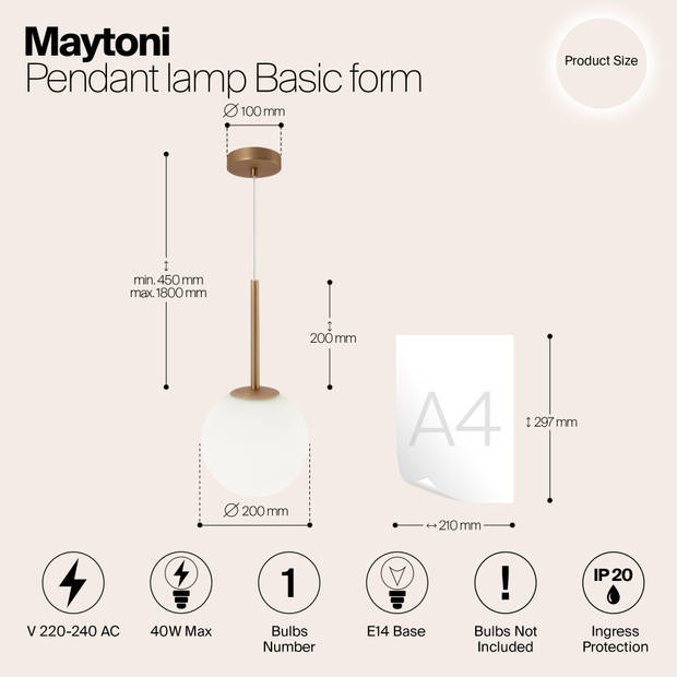 Maytoni - Hanglamp Basic form - Goud - Ø20